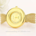 Luxury Wide and Thin Stainless Steel Band Gold Wrist Watch For Women Lady Watch